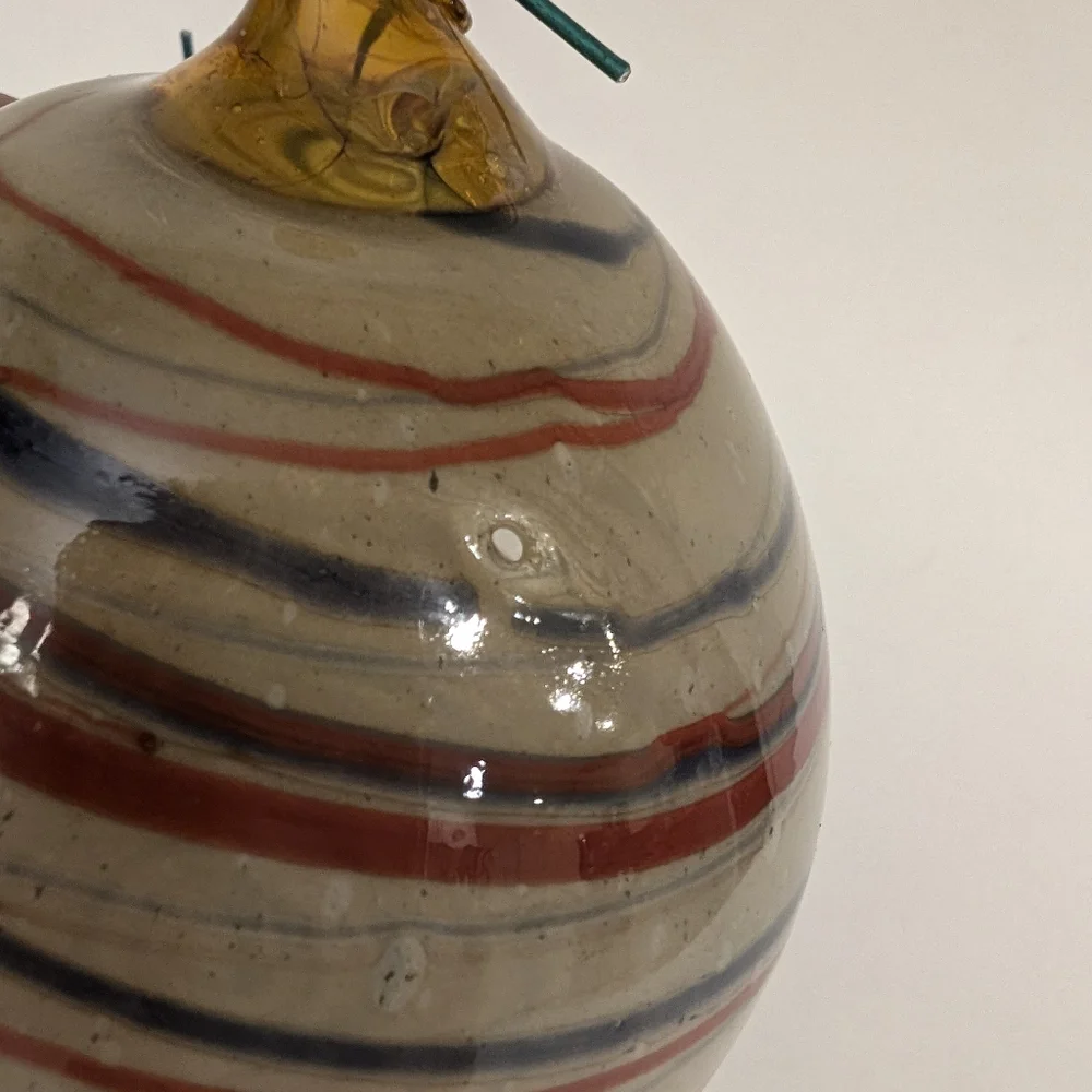 Handmade Blown Glass Orb Ornament Ball Holiday Christmas Earth Tones 3.5